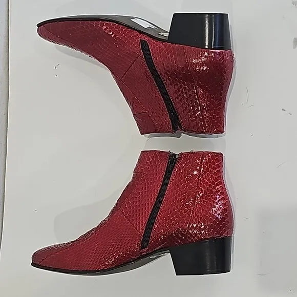 Giorgio Brutini &quot;Tuscon&quot; Red  Genuine Snakeskin Men Ankle Boots Size 9