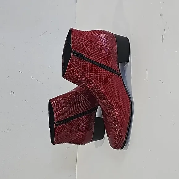 Giorgio Brutini &quot;Tuscon&quot; Red  Genuine Snakeskin Men Ankle Boots Size 9