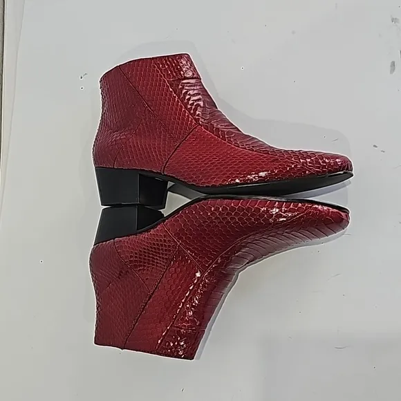 Giorgio Brutini &quot;Tuscon&quot; Red  Genuine Snakeskin Men Ankle Boots Size 9