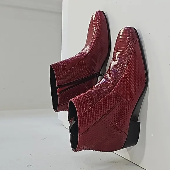 Giorgio Brutini &quot;Tuscon&quot; Red  Genuine Snakeskin Men Ankle Boots Size 9