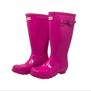 Girls Hot Pink Hunter Boots Original Kids Gloss US Size 5G