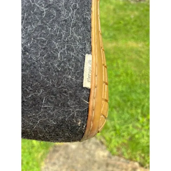 Glerups Wool Slipper Boot With Natural Rubber Sole Honey Charcoal Size 40/US 9