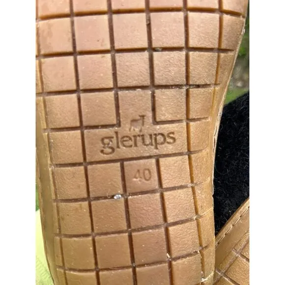 Glerups Wool Slipper Boot With Natural Rubber Sole Honey Charcoal Size 40/US 9