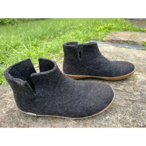 Glerups Wool Slipper Boot With Natural Rubber Sole Honey Charcoal Size 40/US 9