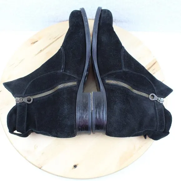 Goffredo Fantini Materia Prima Boot Women 40.5 Size 10.5 Black Suede Zip Ankle