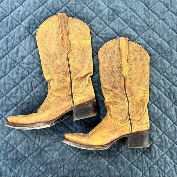 Golden Guns Boots Women Size 6 western Brown Tan Cowgirl Leather Shoe Point Toe