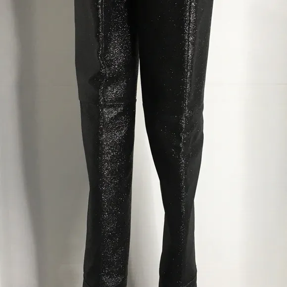 Good American Boots Women Sz 4 Blck Glitter Thigh Kardashian GA173G-X $349 NIB
