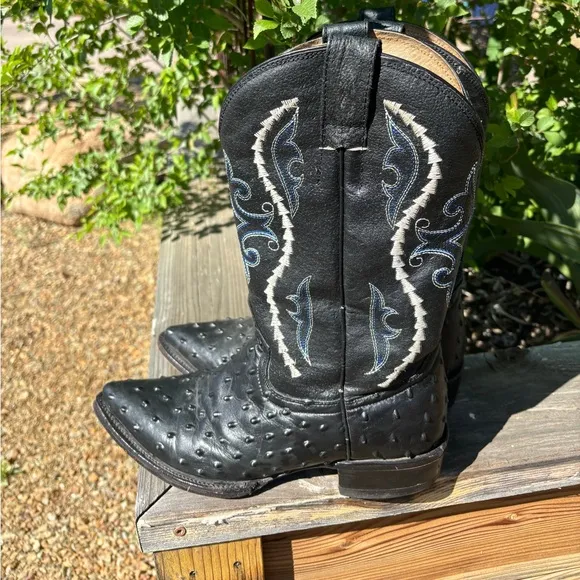 Gran Lider men’s leather cowboy boots 7.5 ostrich 9.5 women