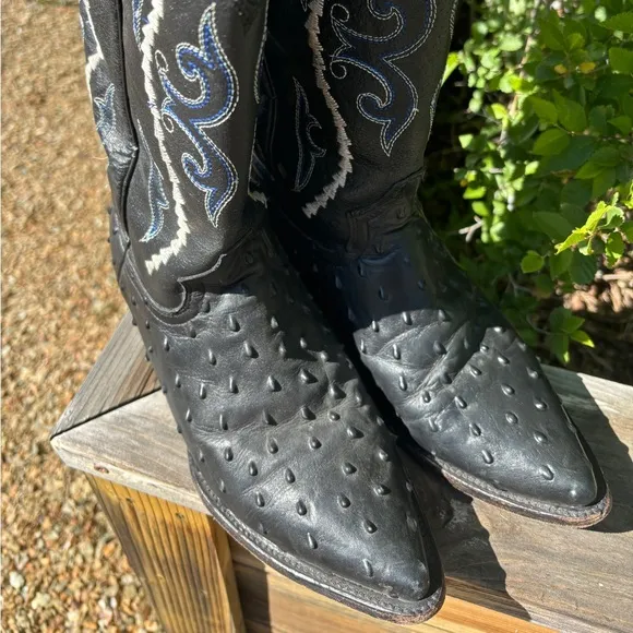 Gran Lider men’s leather cowboy boots 7.5 ostrich 9.5 women
