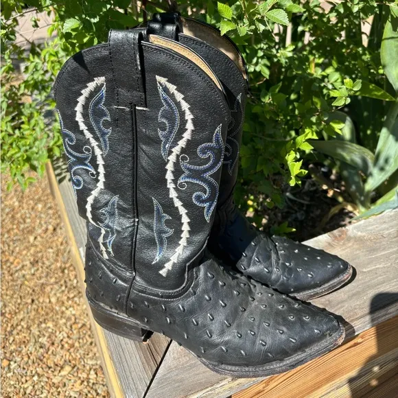 Gran Lider men’s leather cowboy boots 7.5 ostrich 9.5 women