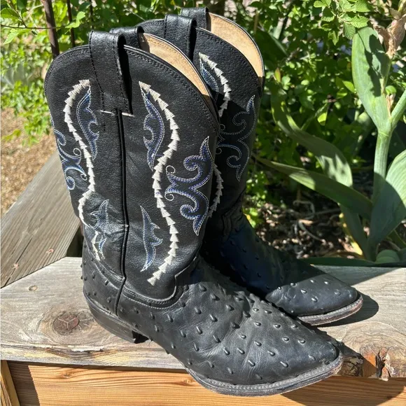 Gran Lider men’s leather cowboy boots 7.5 ostrich 9.5 women