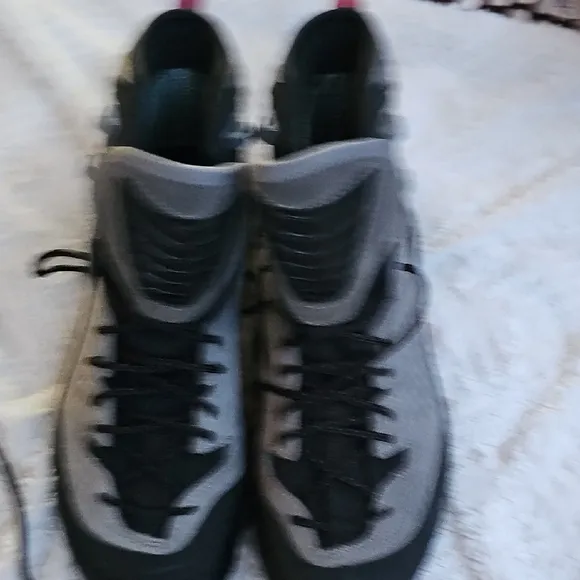 Gray and Black Hiking Boots