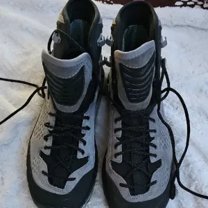 Gray and Black Hiking Boots