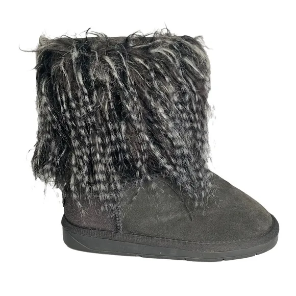Gray Himalaya UGG Ankle Boots Booties  Size 6 Faux Fur Lined Pre Owned