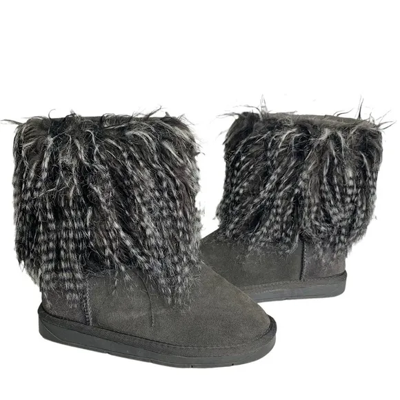Gray Himalaya UGG Ankle Boots Booties  Size 6 Faux Fur Lined Pre Owned