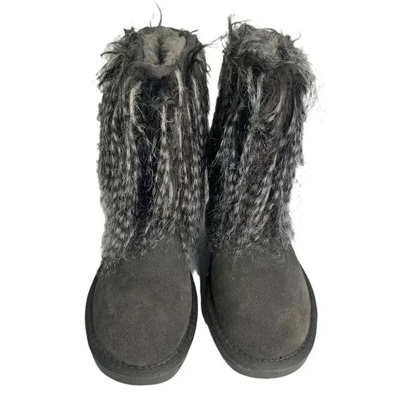 Gray Himalaya UGG Ankle Boots Booties  Size 6 Faux Fur Lined Pre Owned