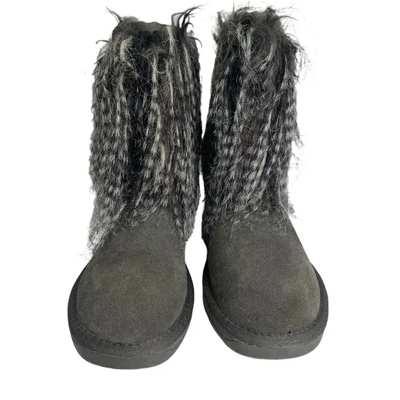 Gray Himalaya UGG Ankle Boots Booties  Size 6 Faux Fur Lined Pre Owned