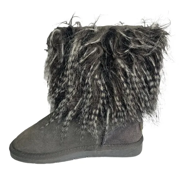 Gray Himalaya UGG Ankle Boots Booties  Size 6 Faux Fur Lined Pre Owned