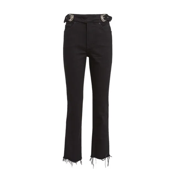 GRLFRND Denim Zoey Double Buckle Slim Jeans
