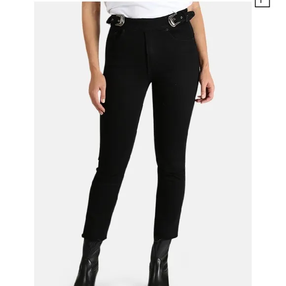 GRLFRND Denim Zoey Double Buckle Slim Jeans