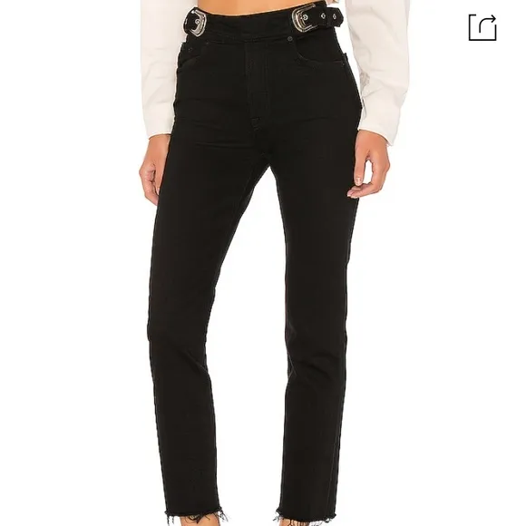 GRLFRND Denim Zoey Double Buckle Slim Jeans