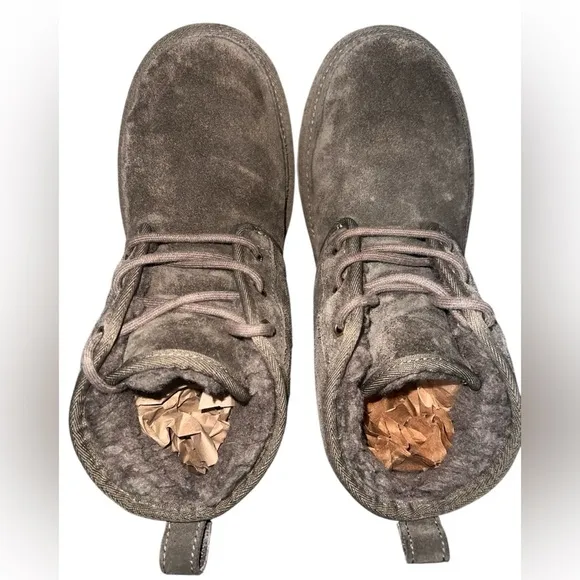 {GUC UGG Neumel Chukka Suede Boots Fur in Euculyptus Spray Womens Size 8}