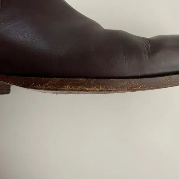Gucci Chelsea Side Gore Snip Toe Dark Brown Leather Pull On Boots men 9