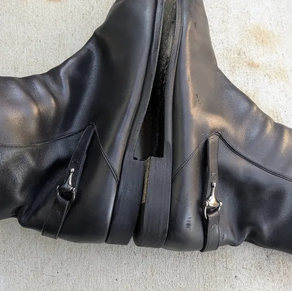 Gucci Side Zip Boots Black Leather Men 10.5