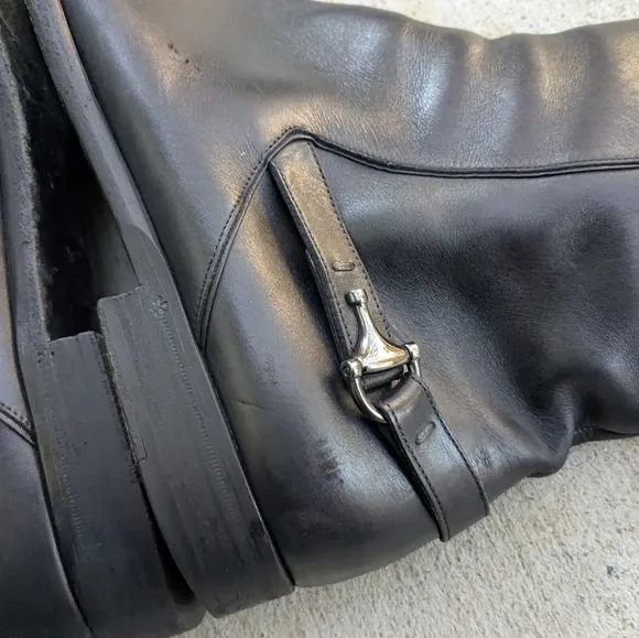 Gucci Side Zip Boots Black Leather Men 10.5