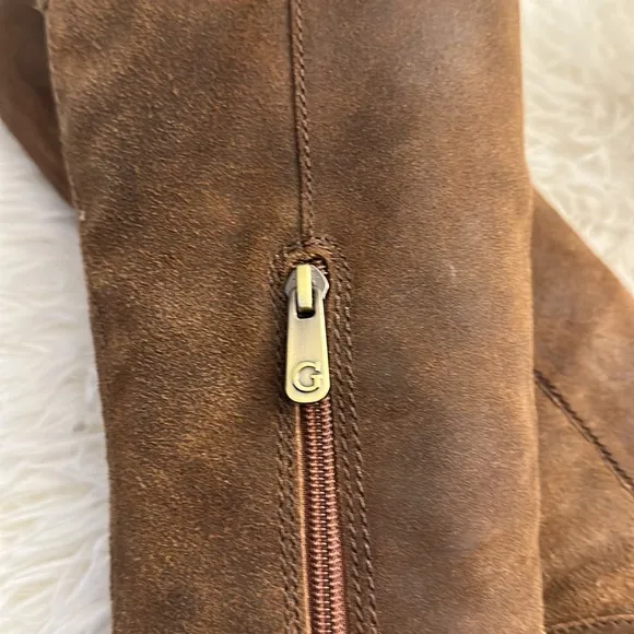 GUESS Dark Brown Suede Heel Western knee cowgirl boots women size 6.5