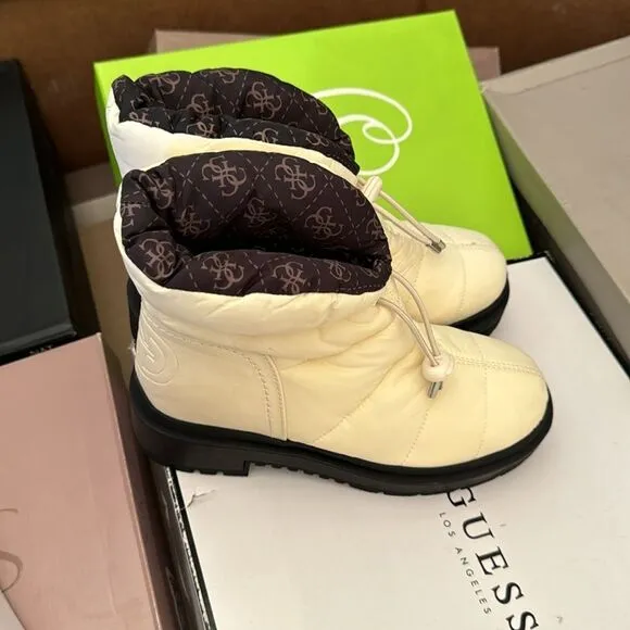 GUESS Leeda Padded Ankle Boot Ivory