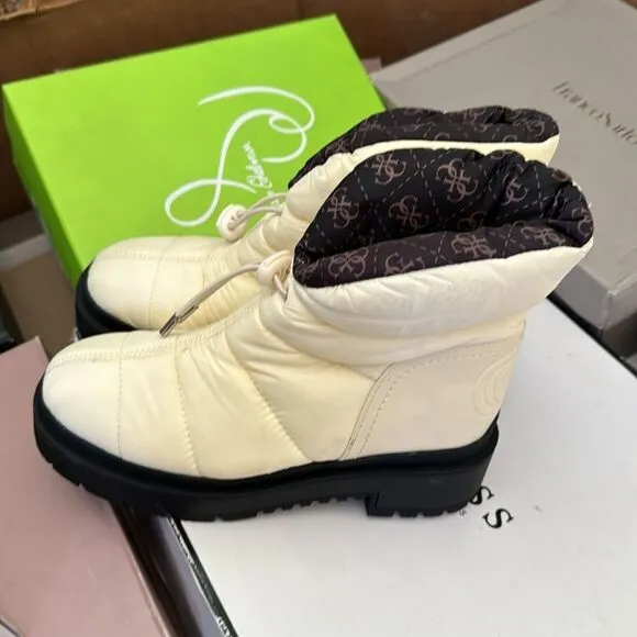 GUESS Leeda Padded Ankle Boot Ivory