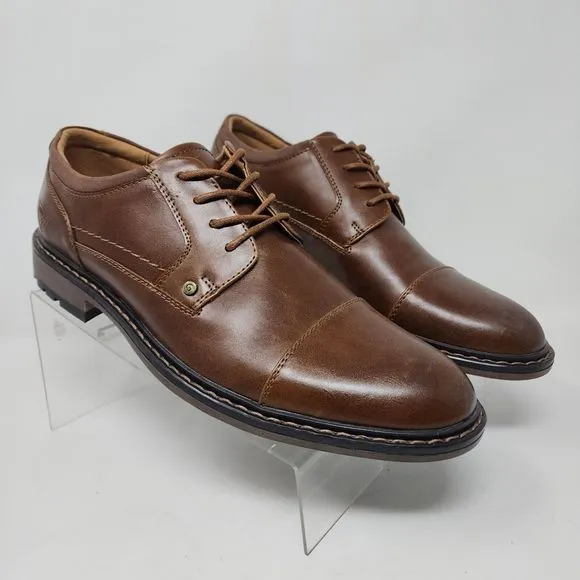 Guess Oxford Shoes Mens 7.5 Brown Sachin Lace Up Faux Leather Logo Dress Casual