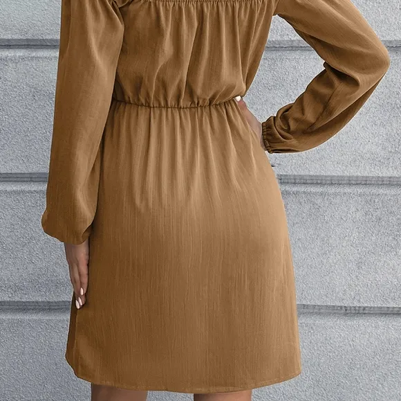 Halle Cold-Shoulder Mini Dress - Tan