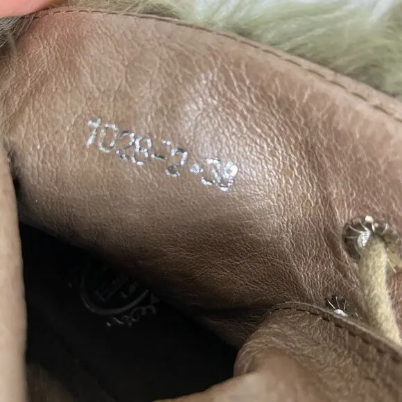 Hand Made Distressed Leather Natural fur Ankle Boots- like NEW