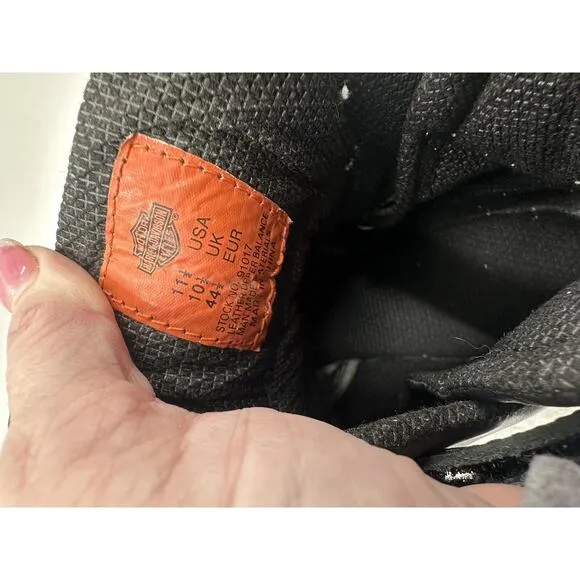 Harley Davidson Ankle Boots Men Size 11.5 Black Leather Adjustable Lace Up 91017
