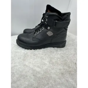Harley Davidson Ankle Boots Men Size 11.5 Black Leather Adjustable Lace Up 91017