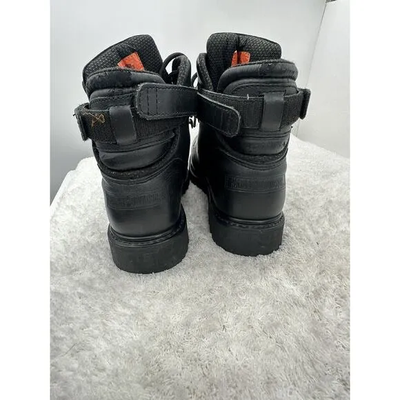 Harley Davidson Ankle Boots Men Size 11.5 Black Leather Adjustable Lace Up 91017
