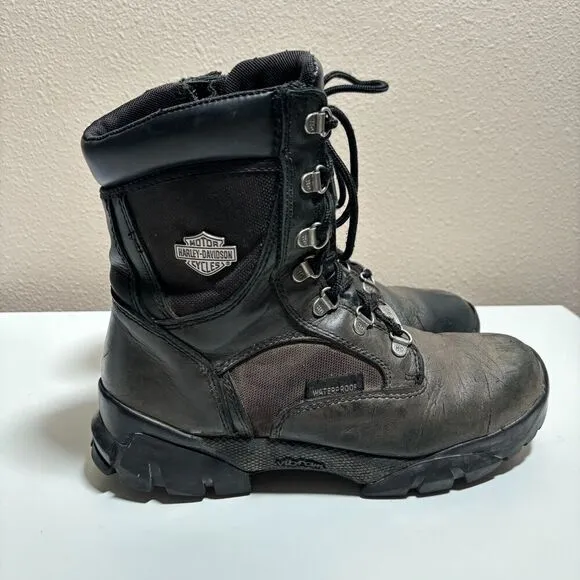 Harley Davidson Hennie Waterproof Black Leather Motorcycle Boot Women 8.5 Vibram
