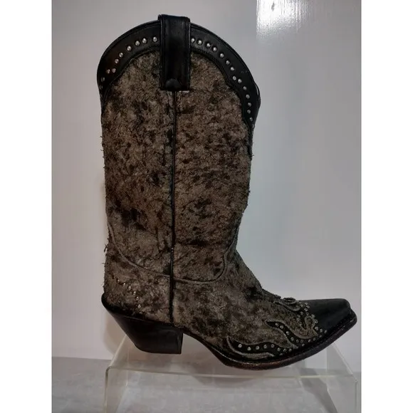 Harley-Davidson Jessa gray leather nickle studs cowboy riding boots woman 8B