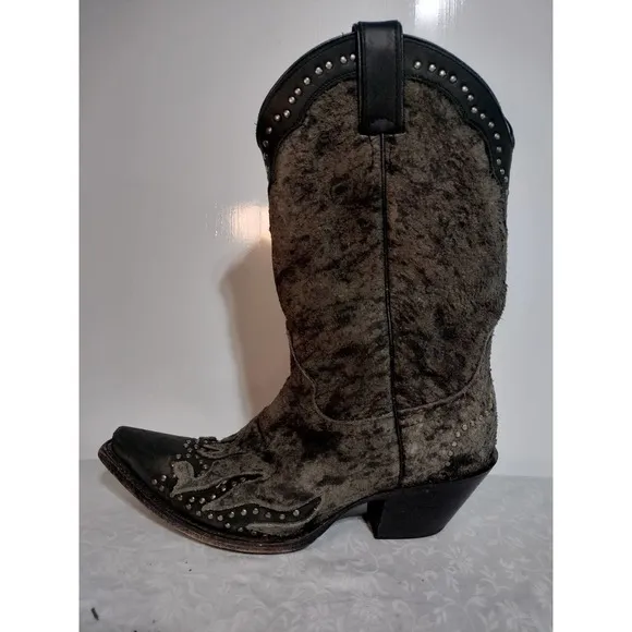 Harley-Davidson Jessa gray leather nickle studs cowboy riding boots woman 8B