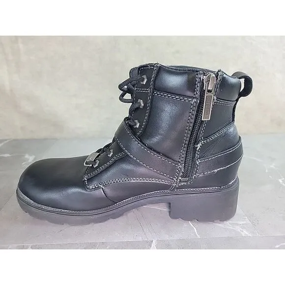 Harley Davidson Leather‎ Boots Lace Up Women Tegan D84424 Black Size 9.5 Buckle