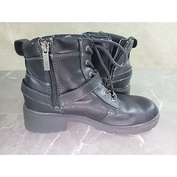 Harley Davidson Leather‎ Boots Lace Up Women Tegan D84424 Black Size 9.5 Buckle