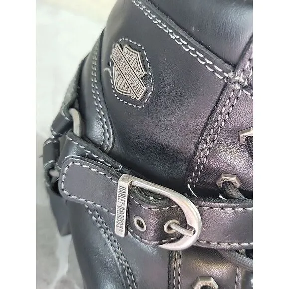 Harley Davidson Leather‎ Boots Lace Up Women Tegan D84424 Black Size 9.5 Buckle