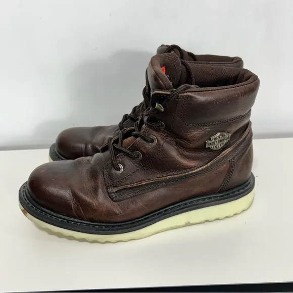 Harley-Davidson Marconi Brown Ankle Boots with Lace-Up Design