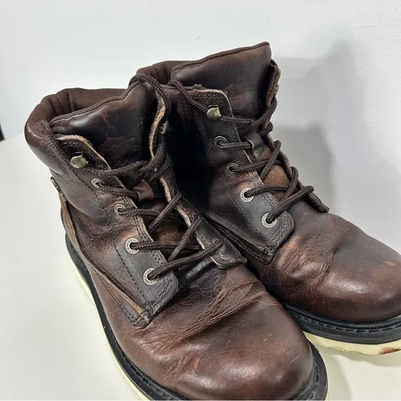 Harley-Davidson Marconi Brown Ankle Boots with Lace-Up Design