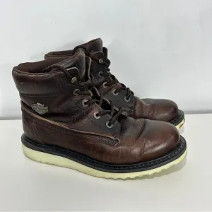 Harley-Davidson Marconi Brown Ankle Boots with Lace-Up Design