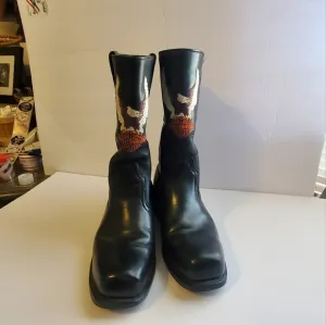 Harley davidson men riding boots. Sz 10. Oil resistant. Black embroidery eagle