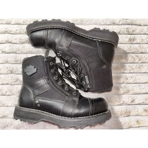 Harley-Davidson Mens 8 Womens 10 Bonham Black Motorcycle Boots (D) BHFO 0551 EUC