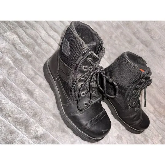 Harley-Davidson Mens 8 Womens 10 Bonham Black Motorcycle Boots (D) BHFO 0551 EUC
